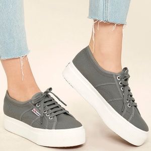 Dark Grey Superga Platform Sneakers